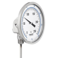 Ashcroft EL series Bimetal Thermometer Dial 5 External adjust, liquid filled, adjustable angle dial, 4.9 inches stem length, 0 ~ 300 Deg. Far.